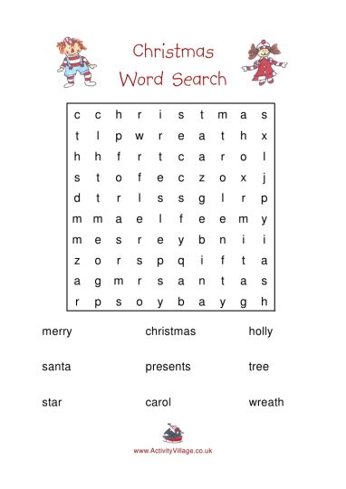 Christmas wordsearch for kids 29