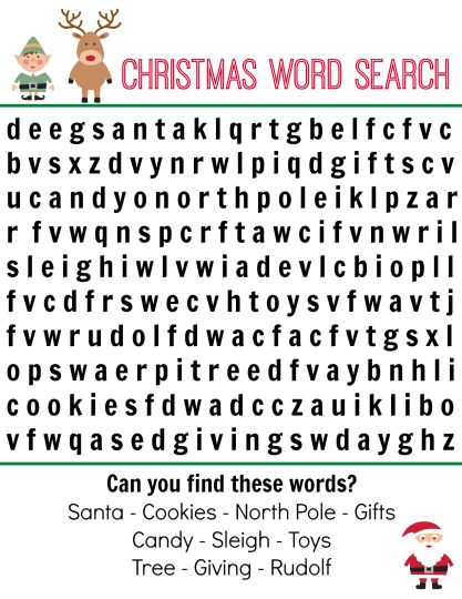 Christmas wordsearch for kids 50