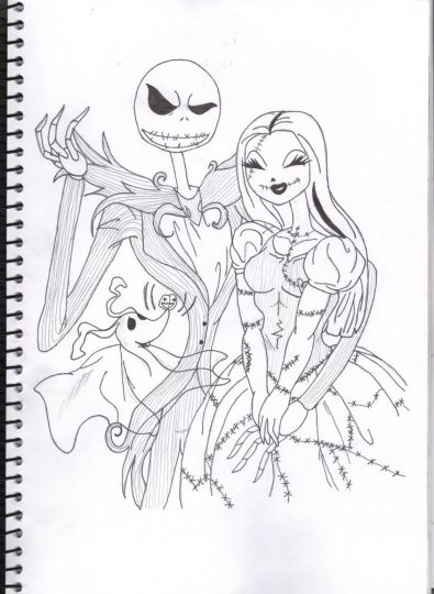 Nightmare before Christmas Jack and Sally coloring pages 2