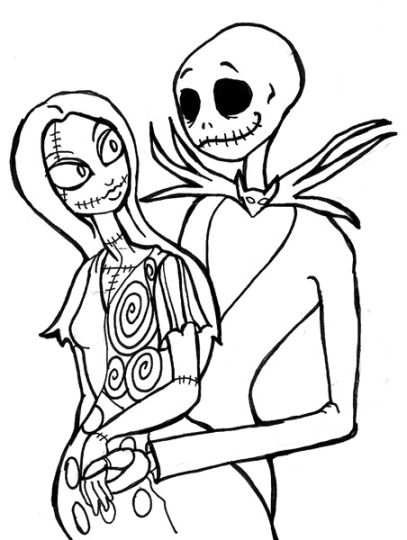 Nightmare before Christmas Jack and Sally coloring pages 9