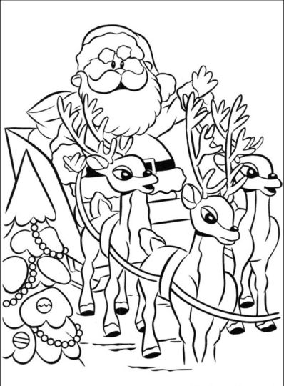Santa And Reindeer Coloring Pages 14
