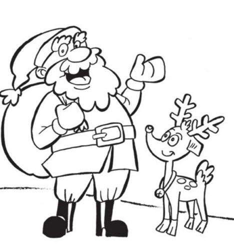 Santa And Reindeer Coloring Pages 36