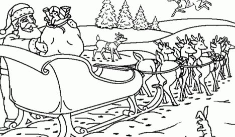 Santa And Reindeer Coloring Pages 39