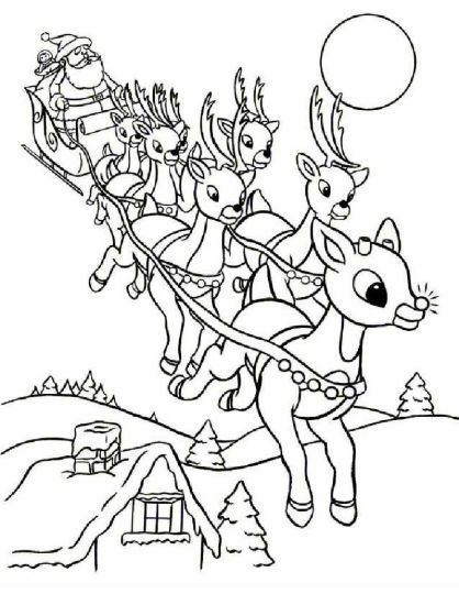 Santa And Reindeer Coloring Pages 41