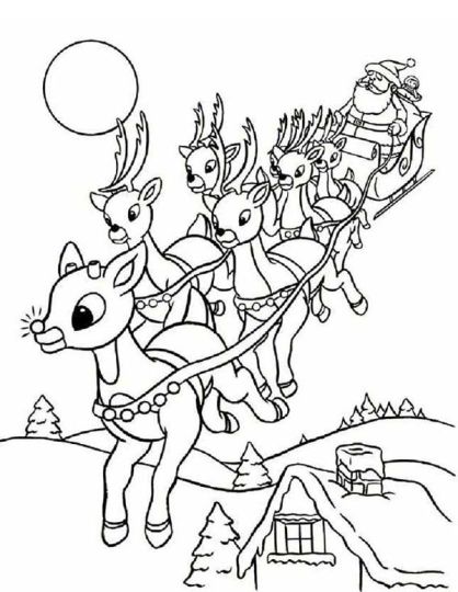 Santa And Reindeer Coloring Pages 44