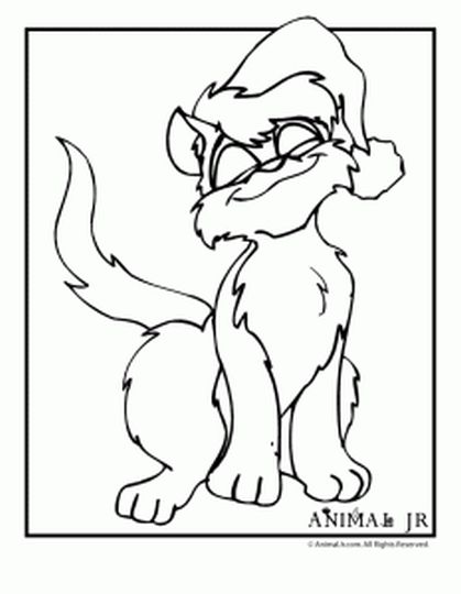 Christmas Cat Coloring Pages 11