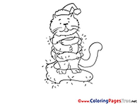 Christmas Cat Coloring Pages 2
