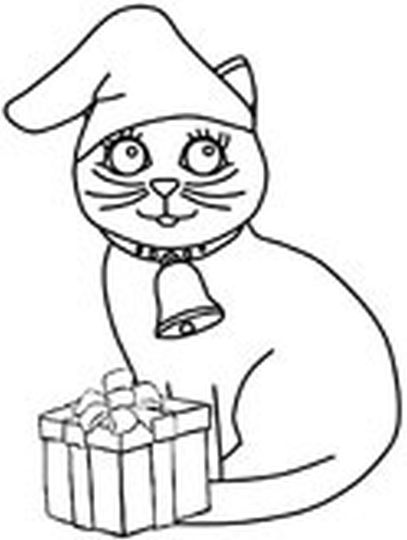 Christmas Cat Coloring Pages 39