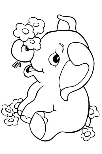 Cute Baby Elephant Coloring Pages 23