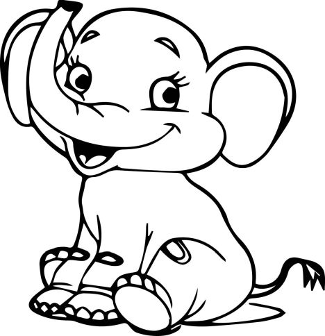 Cute Baby Elephant Coloring Pages 26
