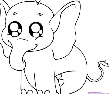 Cute Baby Elephant Coloring Pages 5