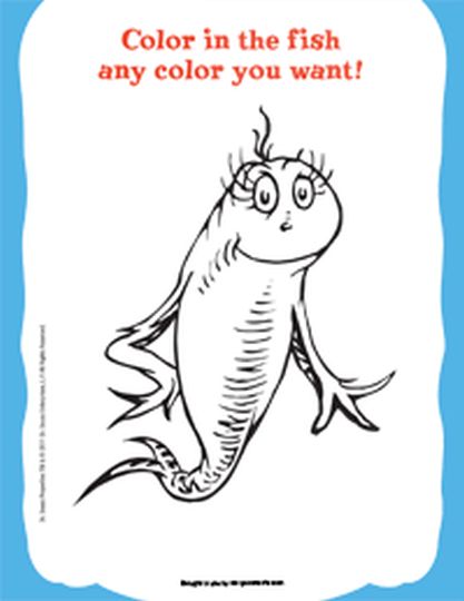 One Fish Two Fish Red Fish Blue Fish Coloring Pages 17