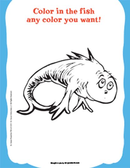 One Fish Two Fish Red Fish Blue Fish Coloring Pages 8